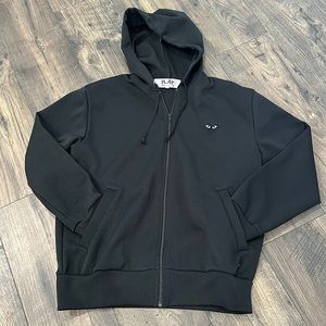 PLAY COMME des GARCONES Black Heart Hoodie Full-zip with Logo on Back Si…